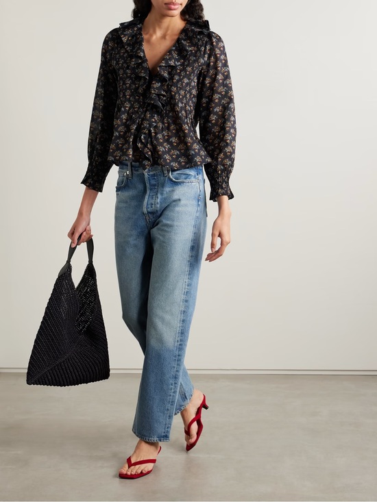 Doen Tops - Doen hardy organic cotton voile ruffled top floral